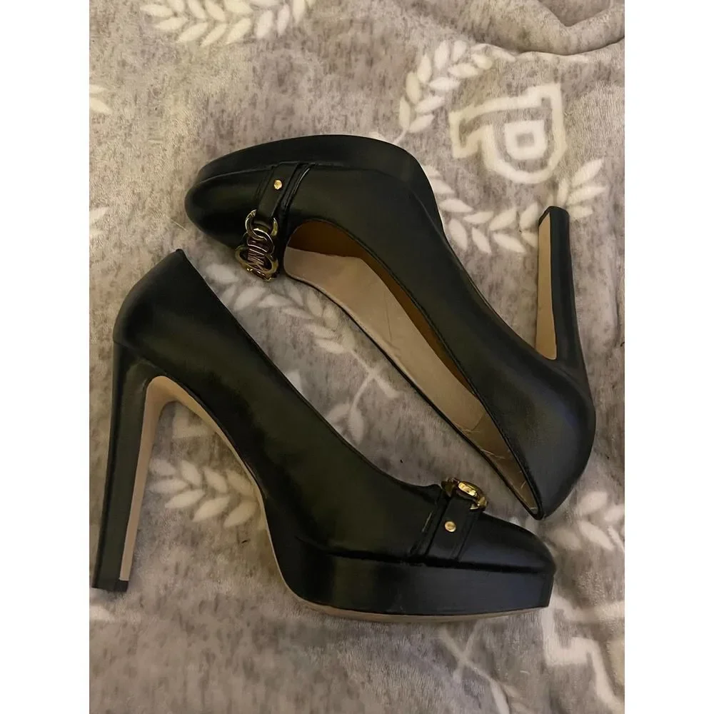 Michael Kors HAMILTON Pump Classic Black Suede Heels Stilettos Platform.